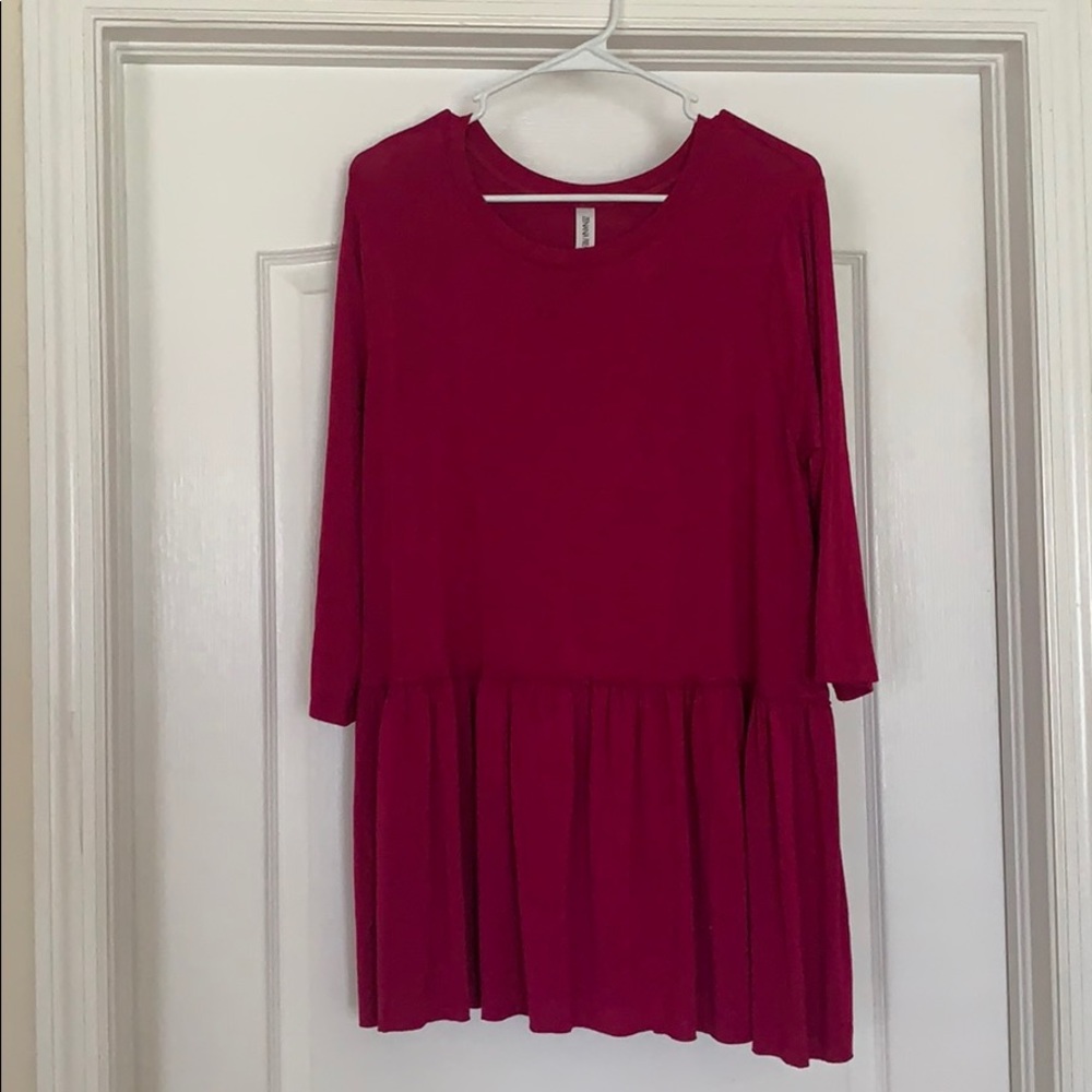 Babydoll 3/4 sleeve fuschia top XL